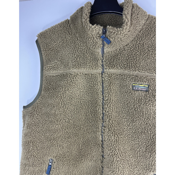 LL Bean Mountain Pile Fleece Vest Sherpa Zip Pockets Fatigue Green Mens XXL Tall - Picture 8 of 14